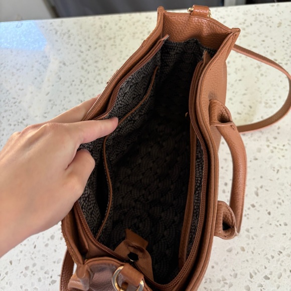 SOLD - Moda Luxe Bridgette Satchel Vegan Leather & Suede - Picture 4 of 6